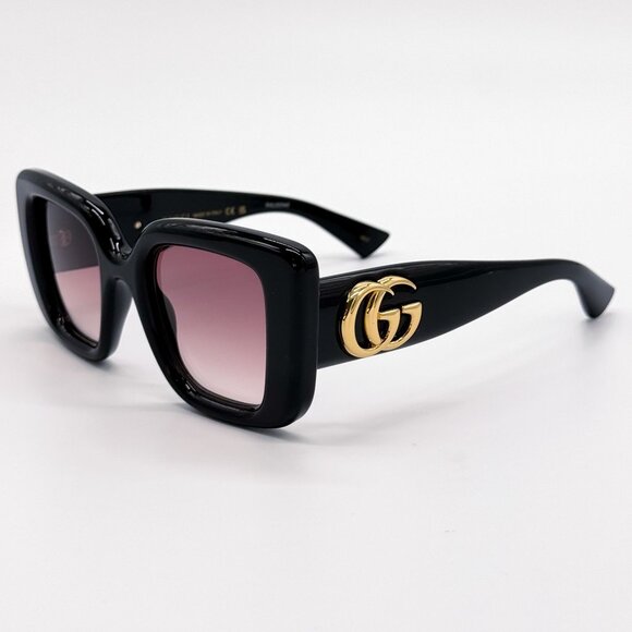 NEW GUCCI SUNGLASSES BLACK BROWN WOMEN EYEWEAR GUCCI GG1975S 001 - Picture 7 of 12